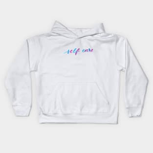 Self care - purple and blue Kids Hoodie